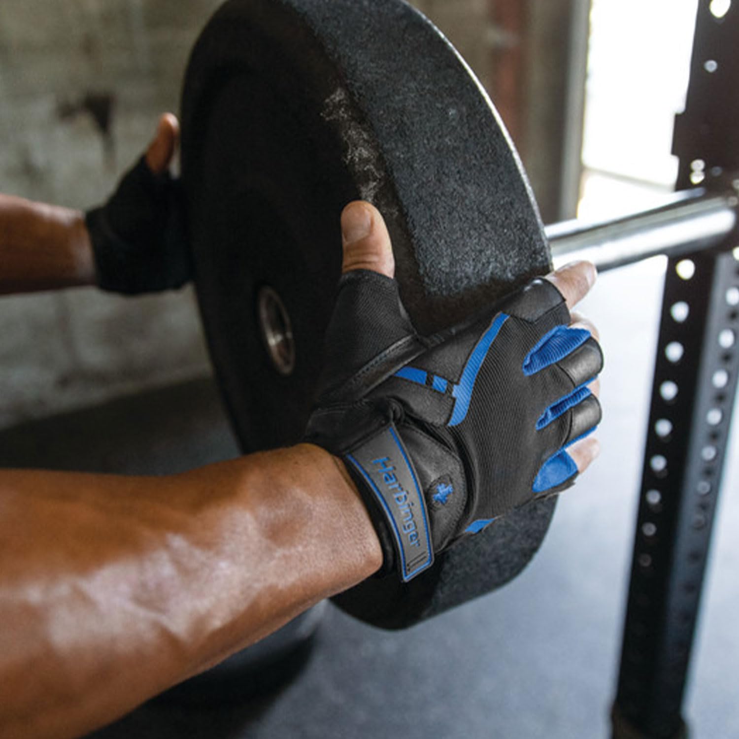 Harbinger uniseks Pro podnoszenie ciężarów, skóra ochrona dłoni, rękawice treningowe fitness, niebieskie, S, małe