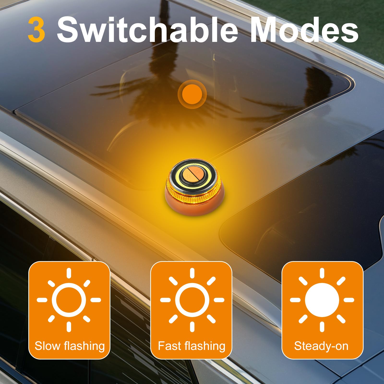 Luce di Emergenza Auto con 2 Modalità Selezionabili,Impermeabile IP68,Lampeggiante Magnetico Portatile,Luci Lampeggianti Segnalazione Per Guasti Auto,Soste di Emergenza,Stradale,Cantiere Stradale