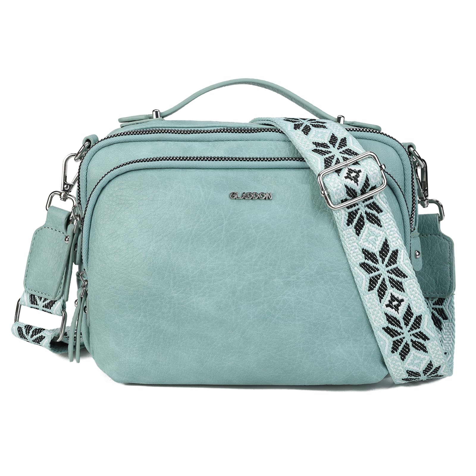 Gladdon Piccola Borsa a Tracolla da Donna con 3 Scomparti Capienti, Cinghie Regolabili e Rimovibili in Tessuto Jacquard