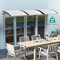 Vista 3 de Tangkula Toldo de ventana de 40 x 48 pulgadas, moderno toldo de policarbonato para puerta superior con hoja hueca para protección contra la lluvia