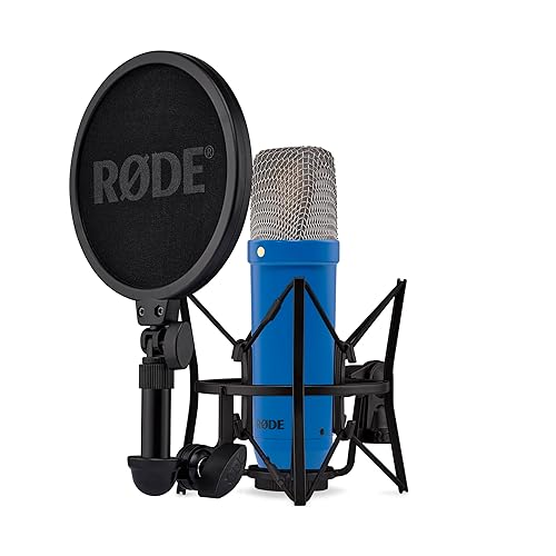 RØDE NT1 Signature Series Large-Diaphragm Condenser Microphone with Shock Mount, Pop Filter and XLR Cable for Music Production, Vocal Recording, Streaming and Podcasting (Cobalt)