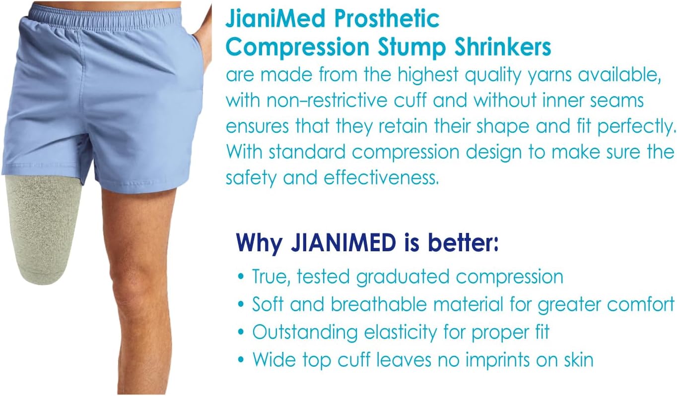 X-Static Prosthetic Stump Shrinkers – Above Knee, 35cm, Amputee Sock, 15-20, Silver Yarn, Daily, Taiwan Excellence L/XL