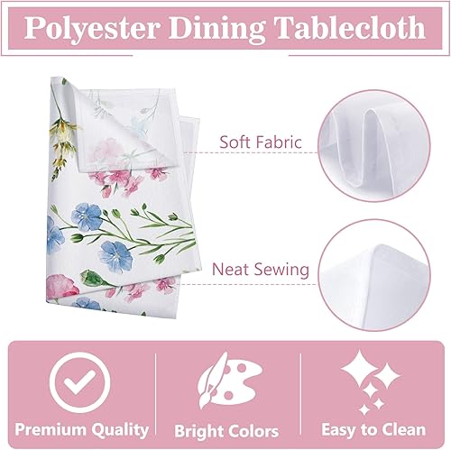 Miniatura 3 de Mantel rectangular de flores florales de primavera y verano de 60 x 84 pulgadas, mantel decorativo de flores silvestres, decoración de mesa de