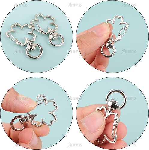 Miniatura 6 de AUEAR, Llavero con clip de resorte de metal para bricolaje, hebilla colgante y accesorios de bolsa, llavero creativo (paquete de 50, diseño en forma