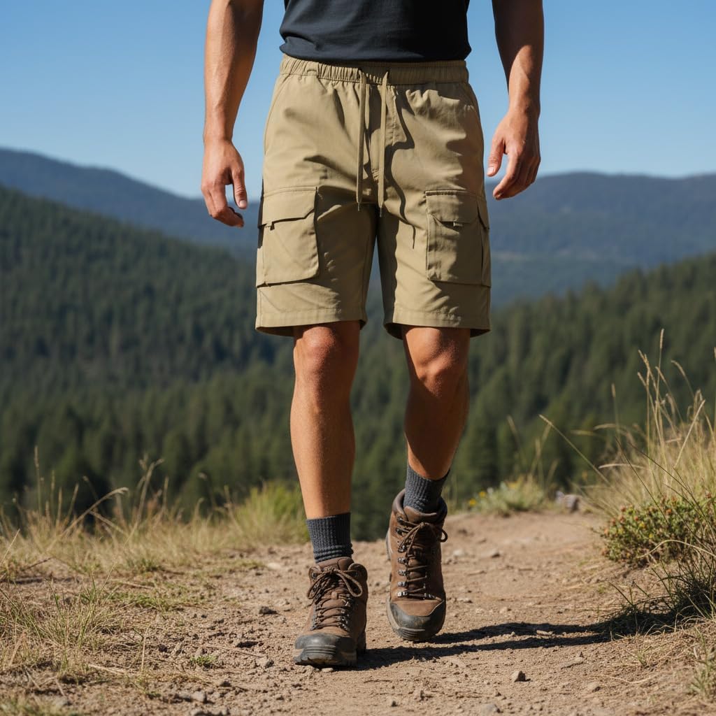 Men's Cargo Shorts Cotton Waistband Drawstring Cargo Work Shorts for Men - Image 5