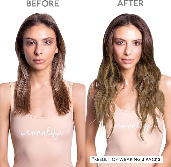 WENNALIFE Extension Cheveux Naturel Adhesive, 45cm 50g 20pcs, Balayage Brun Chocolat à Blond Caramel, 3.8cm de largeur, 35-60cm disponibles - 5