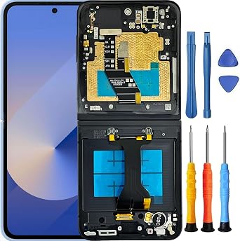 for Samsung Galaxy Z Flip 6 Screen Replacement for Samsung Z Flip 6 5G Screen Replacement with Frame SM-F741W SM-F741U LCD Display Touch Digitizer Assembly with Tools Black 6.7 Inch