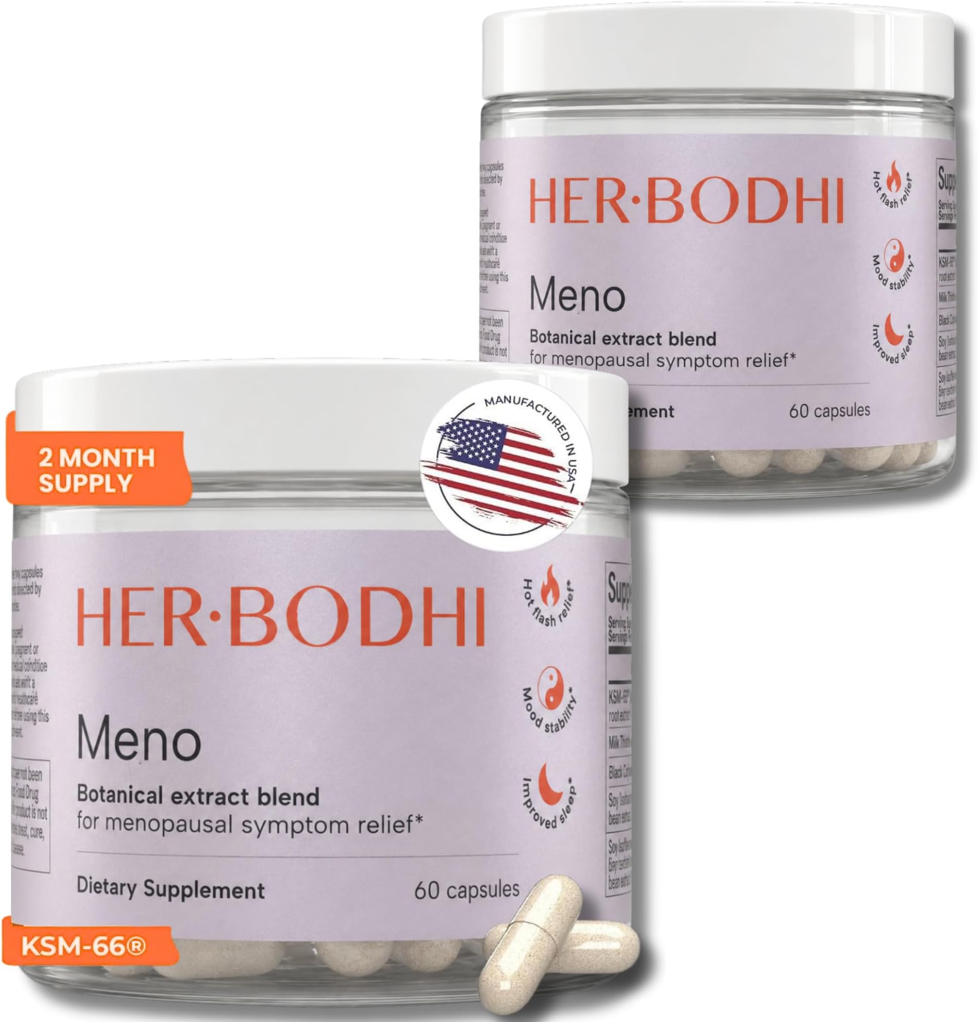 Her Bodhi Meno Menopause Supplement for Women, Hormone-Free, 120 Capsules