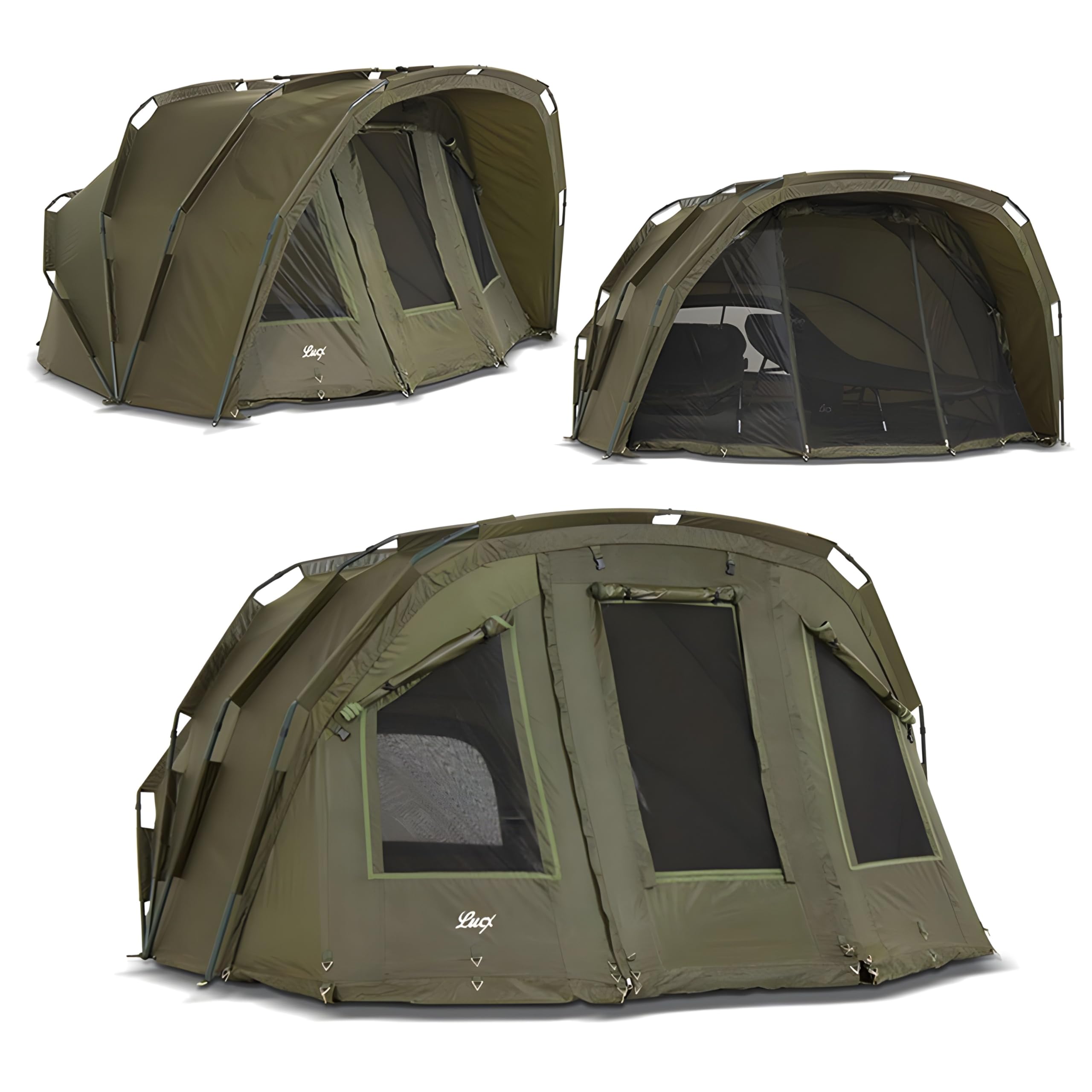 Lucx Tiger Bivvy Angelzelt für 2-3 Personen - wasserdichtes Karpfenzelt mit herausnehmbarer Bodenplane, One-Pole-System & 10.000 mm Wassersäule - Carp Dome Zelt Campingzelt