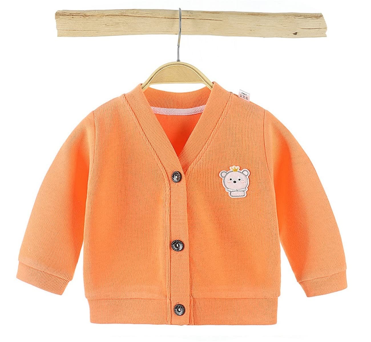 MOMISY Cotton Blend Baby Boy & Girls Sweater Jacket Front Open V Neck Cardigan-6 Months to 4 Years, Blue Green Pink Yellow (Orange, 2-3 Years) 2