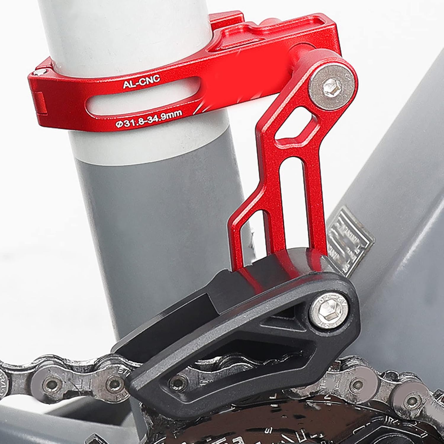 Keenso Bicycle Universal Chain Stabilizer, Universial Mountain Bike Chain Guide Protector Aluminium Alloy Bike Chain Deflectors (Red)