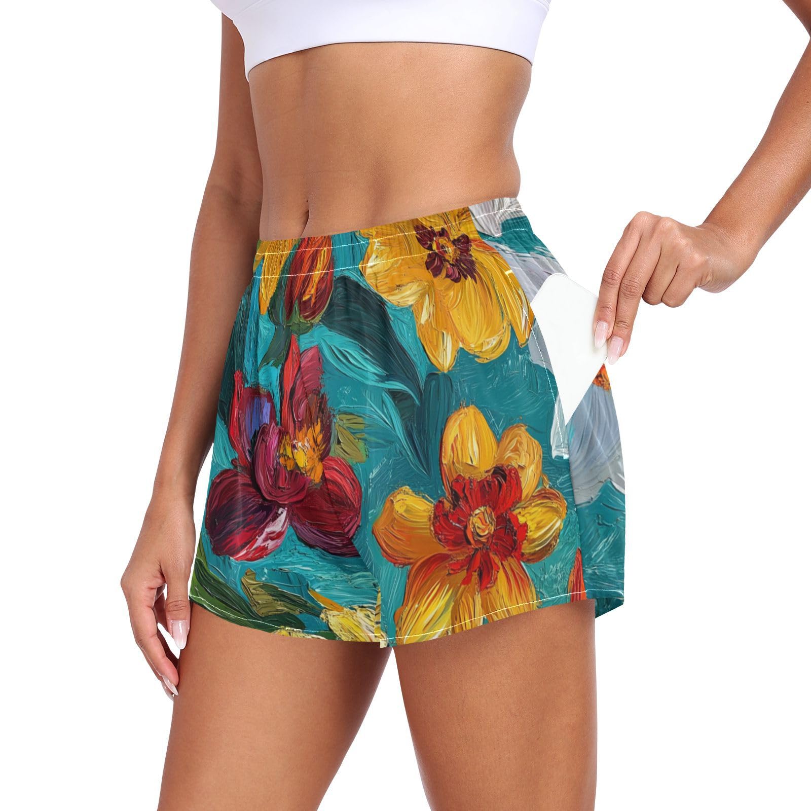 Autumn Flowers Orchid Athletic Shorts for Women Ouick Dry Girls Lounge Shorts for Biking Lounging Jogging Beach Short para Mujer L