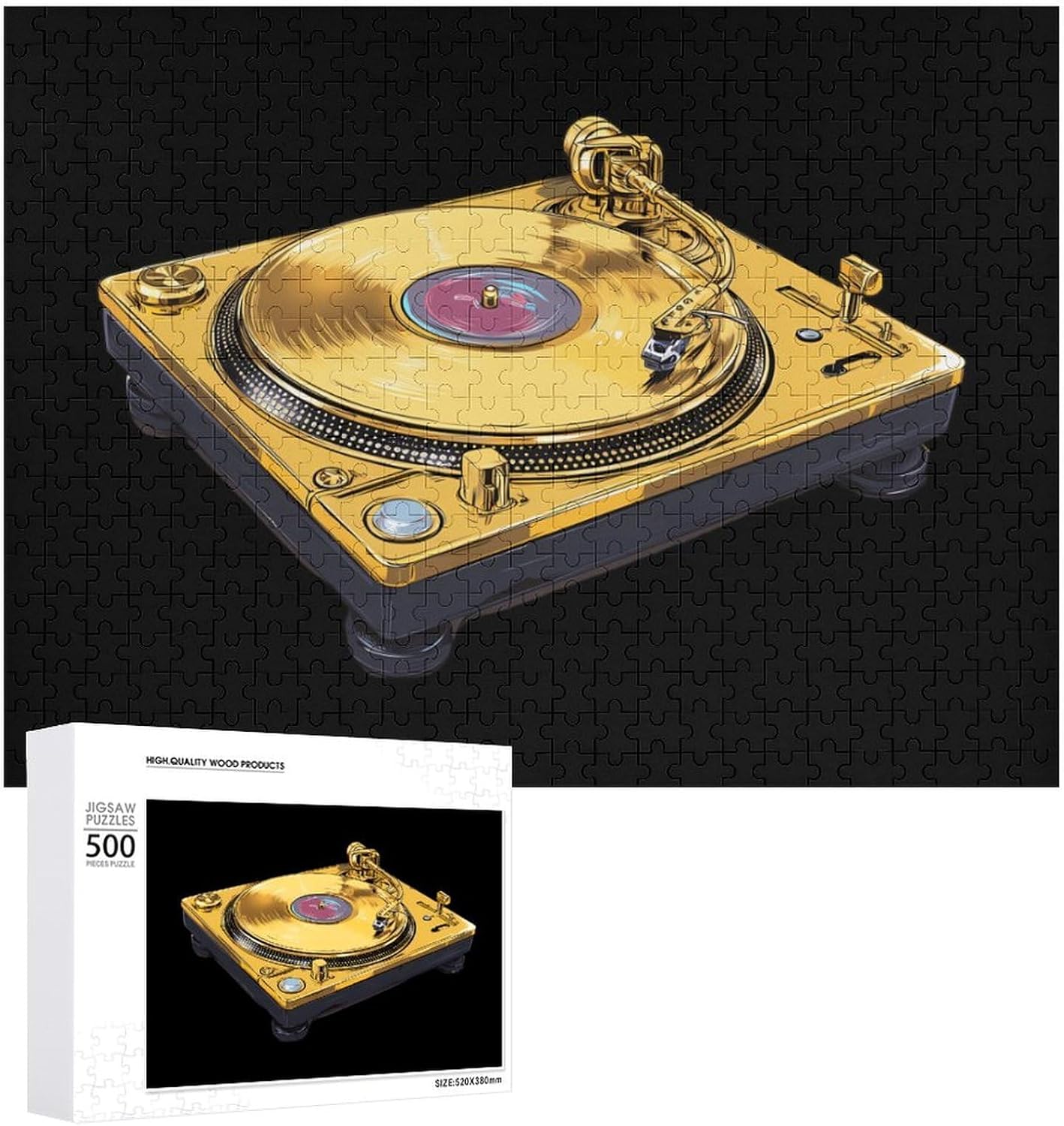 DJ Turntable Puzzles for Adults 500 PCS Wooden Jigsaw Puzzle Wall Decor Christmas