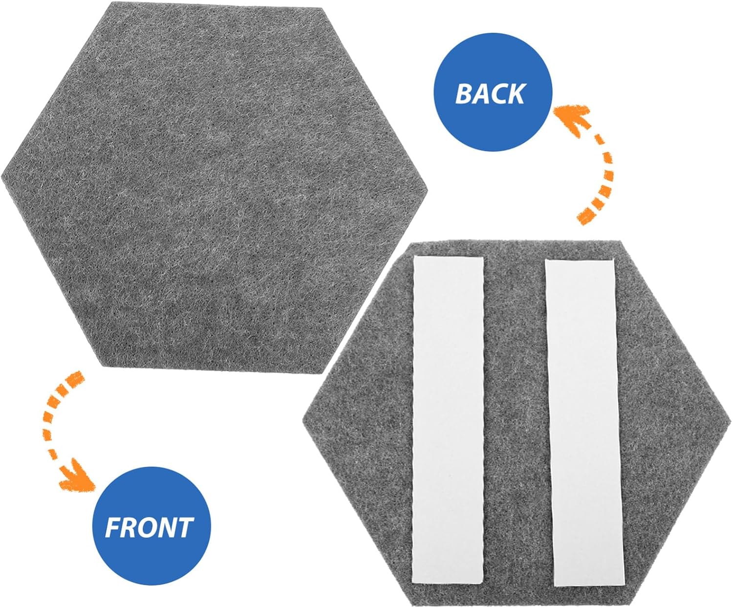 8pcs Self-Adhesive Hexagon Felt Bulletin Board Tiles Colors Decorative Felt Pin Boards for Home Office and Classroom Memo Use
