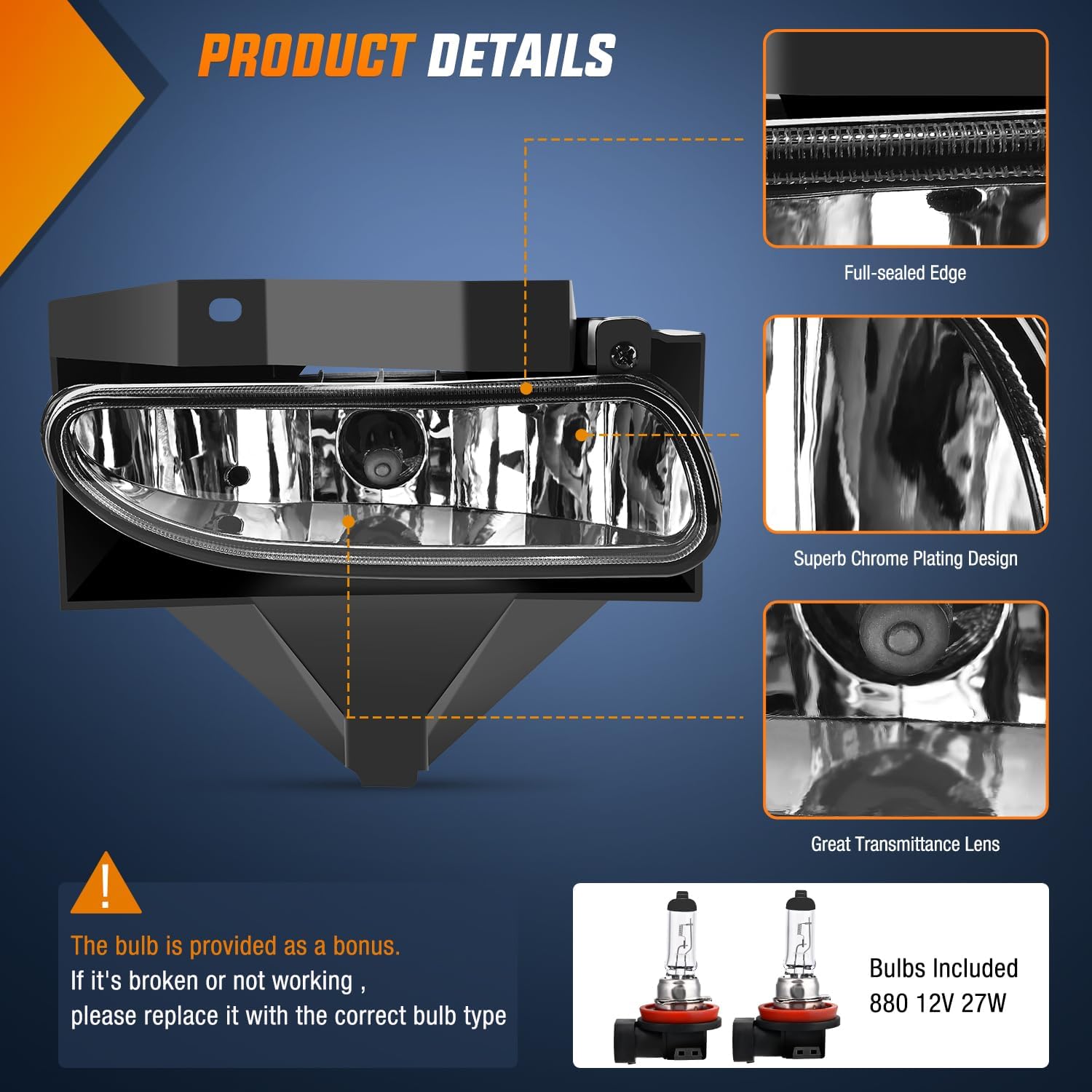 Nilight Fog Lights Assembly Compatible with 1999 2000 2001 2002 2003 2004 Ford Mustang Lamp Replacement Driver and Passenger Side Clear Lens
