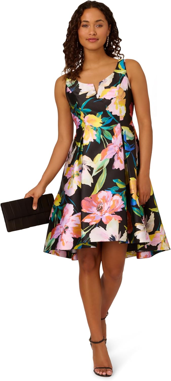 Adrianna Papell Womens Printed Mikado Short Dress - Image 4