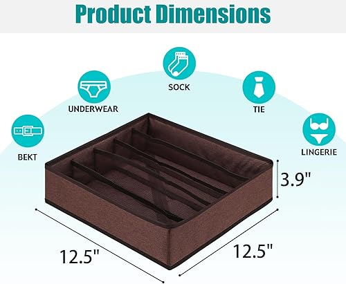 Miniatura 9 de Organizador de ropa para cajones debajo del gabinete, cubos de almacenamiento plegables de 5 celdas, organizador de cajones de ropa interior, cajas