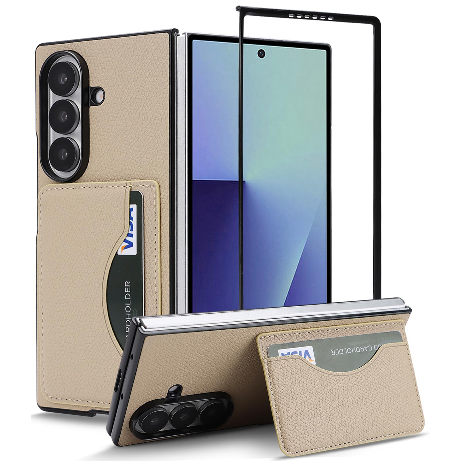 Funda De Negocios For Samsung Galaxy Z Fold 8 Ultra, Cuero De Grano Completo, Ranura For Tarjeta, Función Atril, Cubierta Antihuellas, Protección De Estilo Empresarial, Carcasa Delgada(Gold)