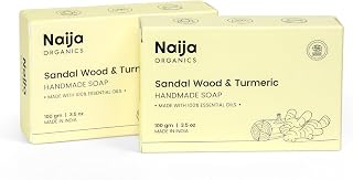 Naija Organics Sandalwood & Turmeric Natural Bath Soap | Skin Brightening, Deep Moisturizing, Chemical-Free, Handmade Soa... Price In India