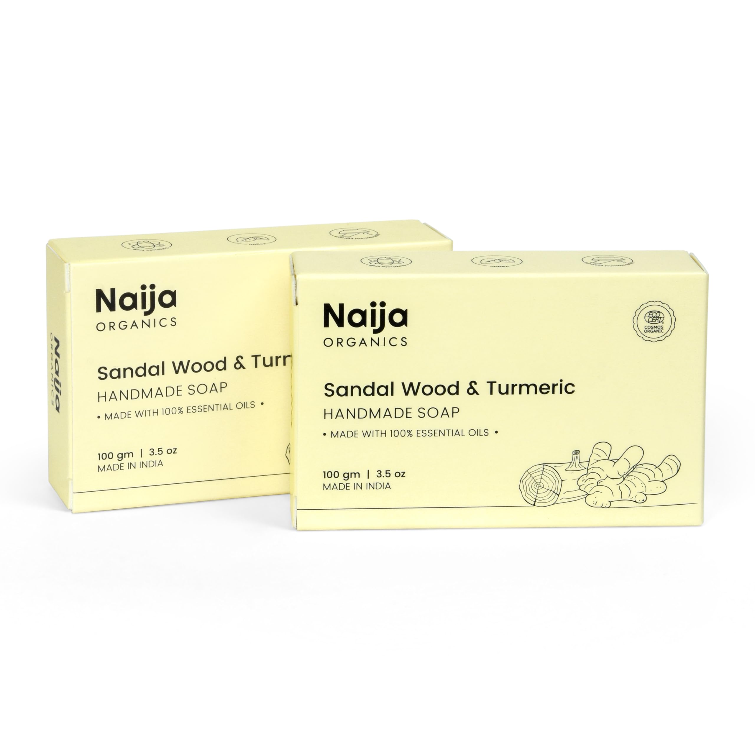Naija Organics Sandalwood & Turmeric Natural Bath Soap | Skin Brightening, Deep Moisturizing, Chemical-Free, Handmade Soap| Haldi & Chandan | For Men & Women, All Skin Types, Pack of 2 (100g each)-image-11
