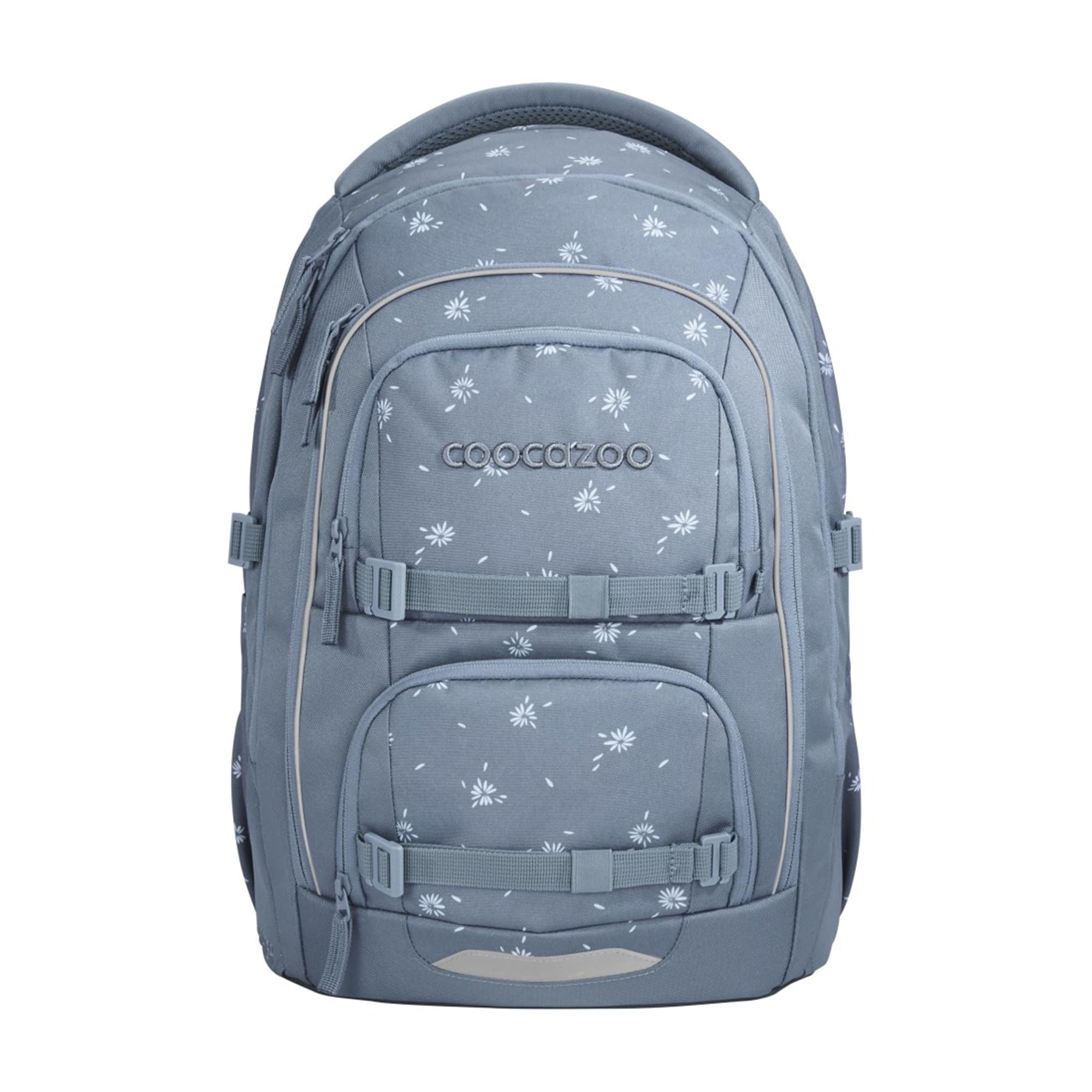 Coocazoo PORTER Schulrucksack „Bloomy Daisy”, hellgrau, ergonomischer & anpassbarer Tornister, höhen- & größenverstellbar, mit Brustgurt & Hüftgurt, ab der 3. Klasse
