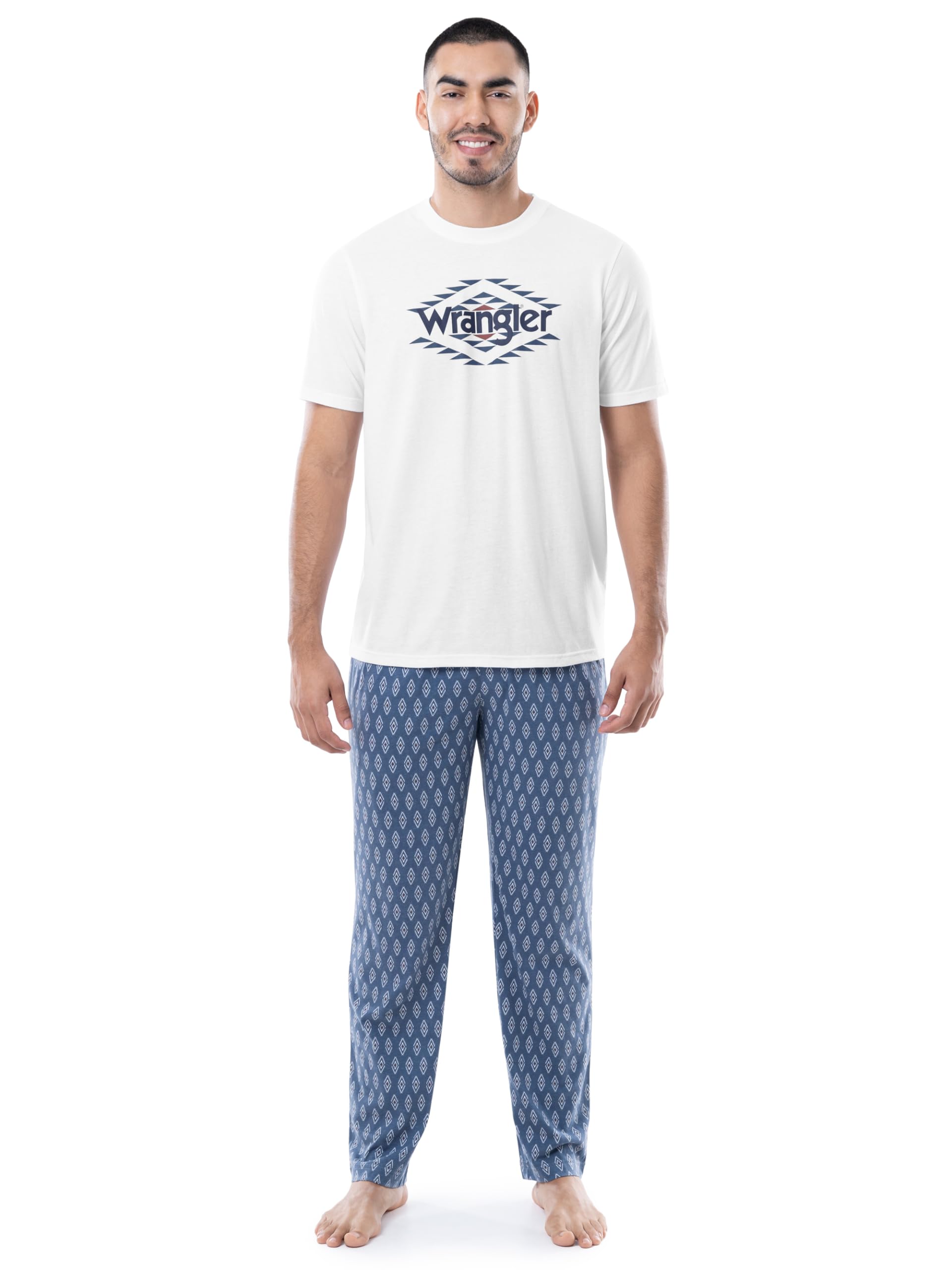 Wrangler Men's Jersey Top and Micro-Sanded Pants Pajama Sleep Set in neutral