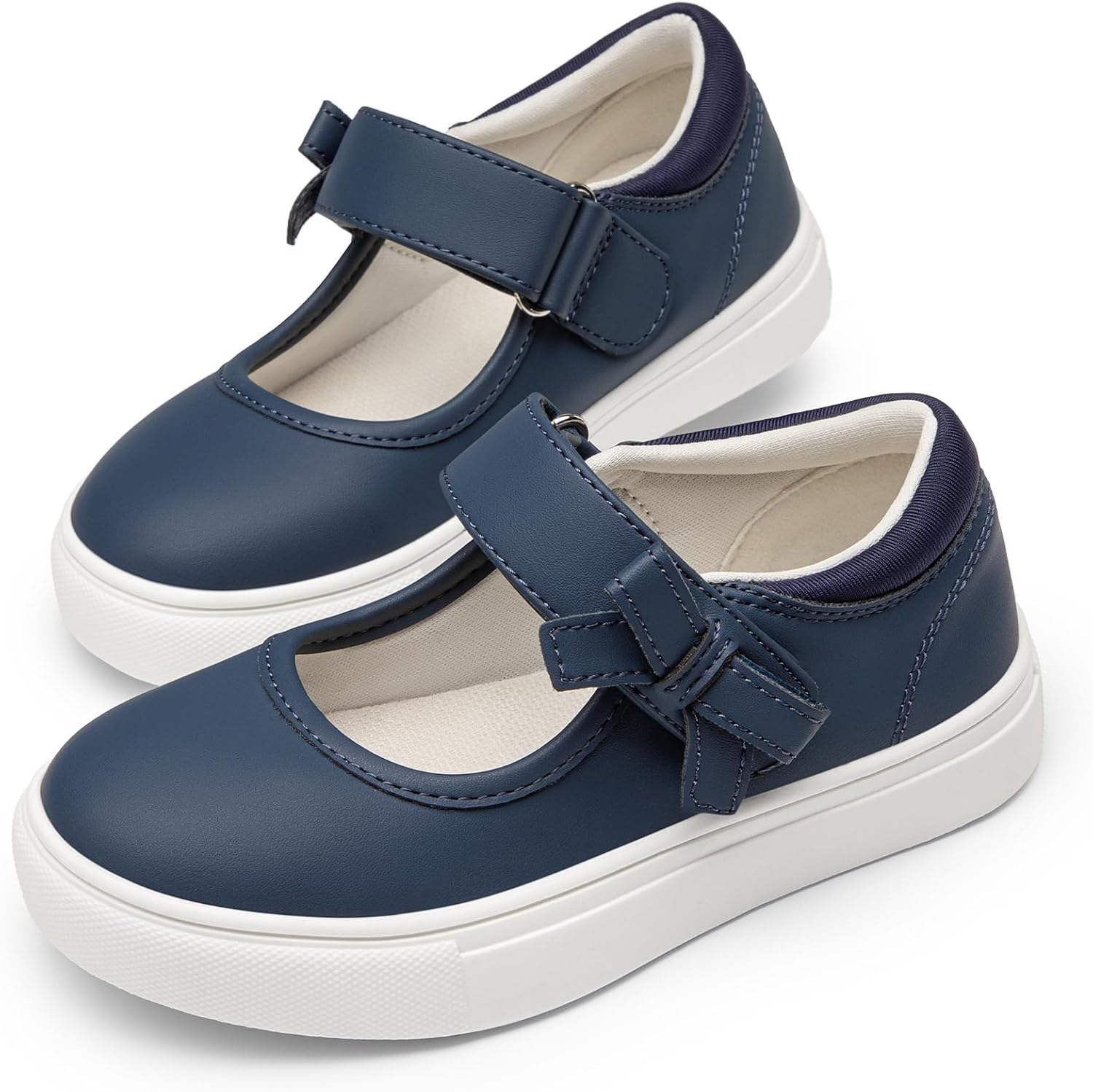 Rihero Girls Sneakers Kids School Uniform Mary Jane Shoes Casual Walking Shoes for Toddler Little Big Kids