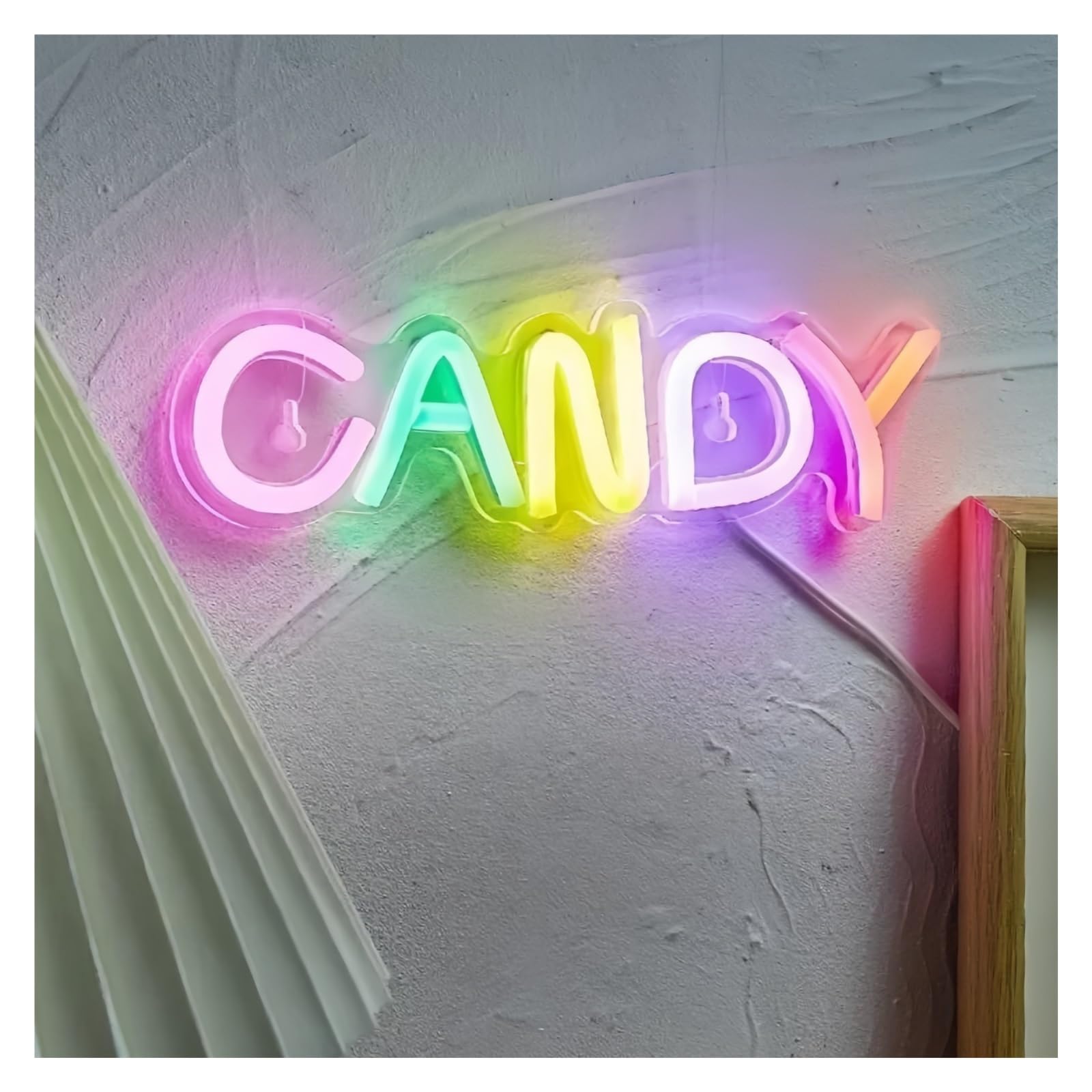 LEMST Sign Lamp Candy Neon Lights Signs, USB Powered Letter Neon Light Suitable for Lollipop Store Party Wall Decor Night Lights 10.4cmx36cm