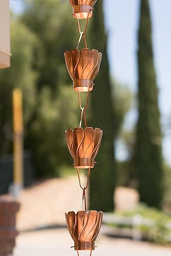 Miniatura 2 de Monarch Rain Chains 14003 Akira de cobre puro, 8-12 pies de longitud de repuesto para canalones, cadena de lluvia de 8.5 pies