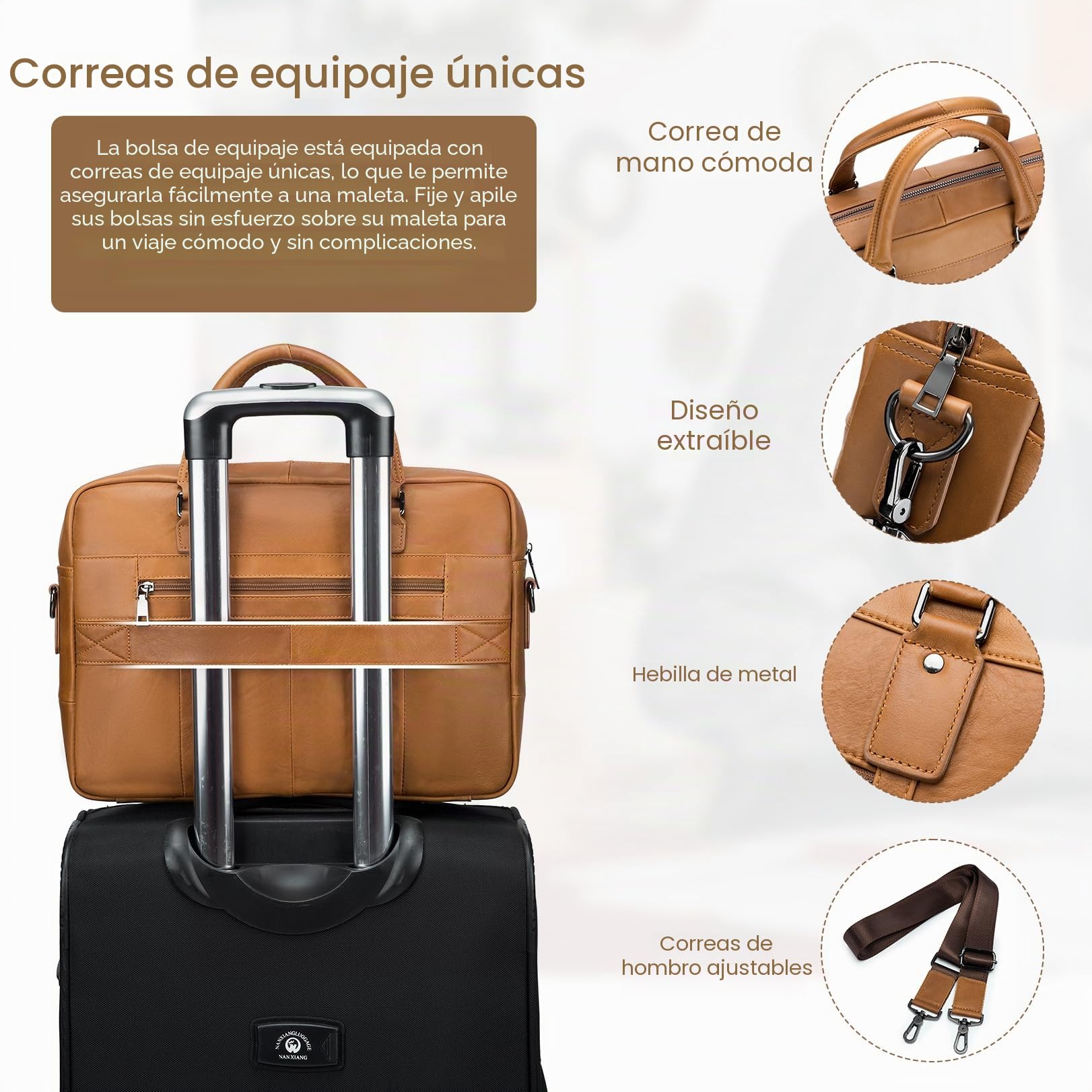 BAGZY Maletin para Ordenador Portátil 15.6 Pulgadas Regalo Hombre Maletín de Cuero Genuino Bolso Hombre Bandolera para Portátil Bolso Mensajero Negocios (Marrón)
