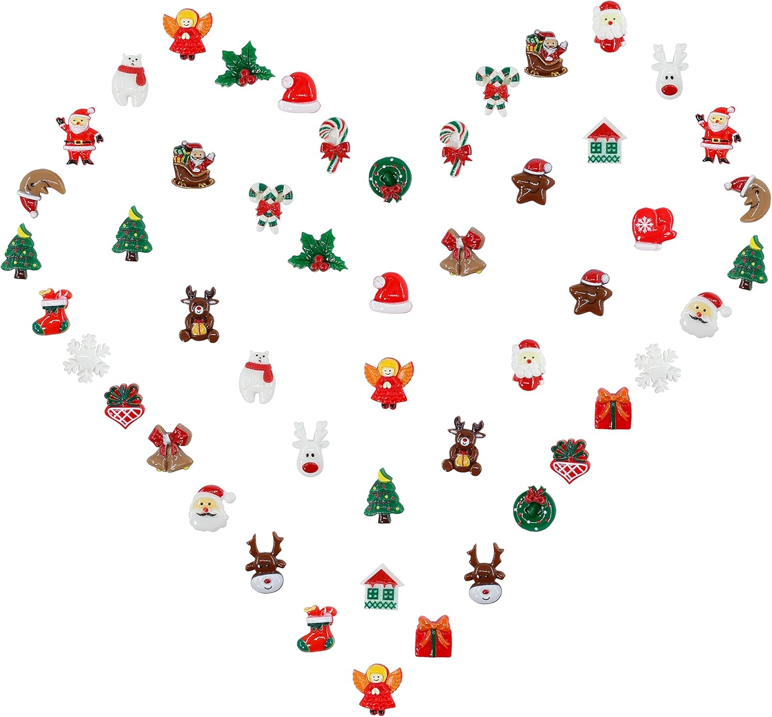 50Pcs Christmas Slime Charms, Christmas Flatback Resin Charms, Santa Claus Snowman Jinglebell Deer for DIY Crafts Scrapbooking