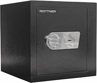Rottner Wertschutzschrank EN2 Ben 45 Doppelbartschloss inkl. 2 Schlüssel Aufbohrschutz schwarz BxHxT 43,5x43,5x44,5 cm Feuerfalz verstellbarer Fachboden inkl. Befestigungsmaterial