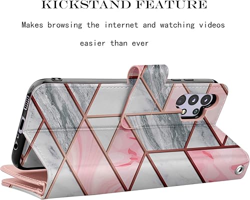 Miniatura 5 de Njjex Funda para Samsung Galaxy A32 5G, para Galaxy A32 5G, 9 ranuras para tarjetas Funda de piel sintética para tarjetas Folio Flip desmontable