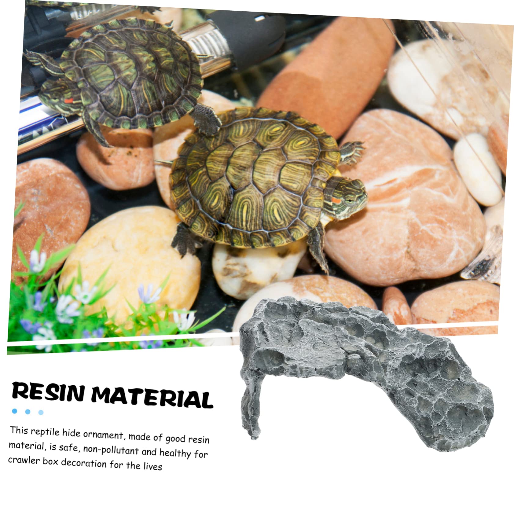 Happyyami Hábitat Reptiles Decoración Acuario Escondite Plataforma Tortuga Resina Durable