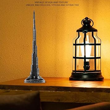 Tower Ornaments, Burj Khalifa Tower Model Alloy Miniature Dubai Model Ornament Arts Craft Office Home Desktop Decor for Bookshelf, Teacher Desk