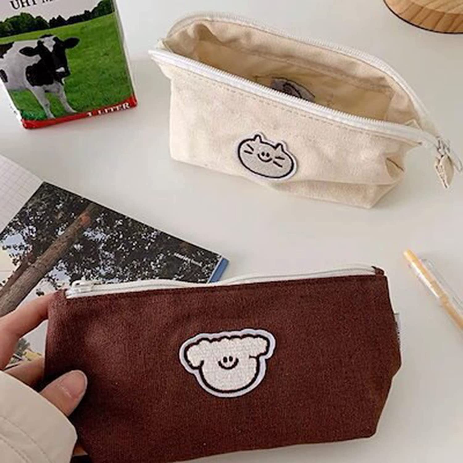 Amazon.co.jp: 筆箱 韓国 猫ちゃん かわいい犬 シンプル ふでば