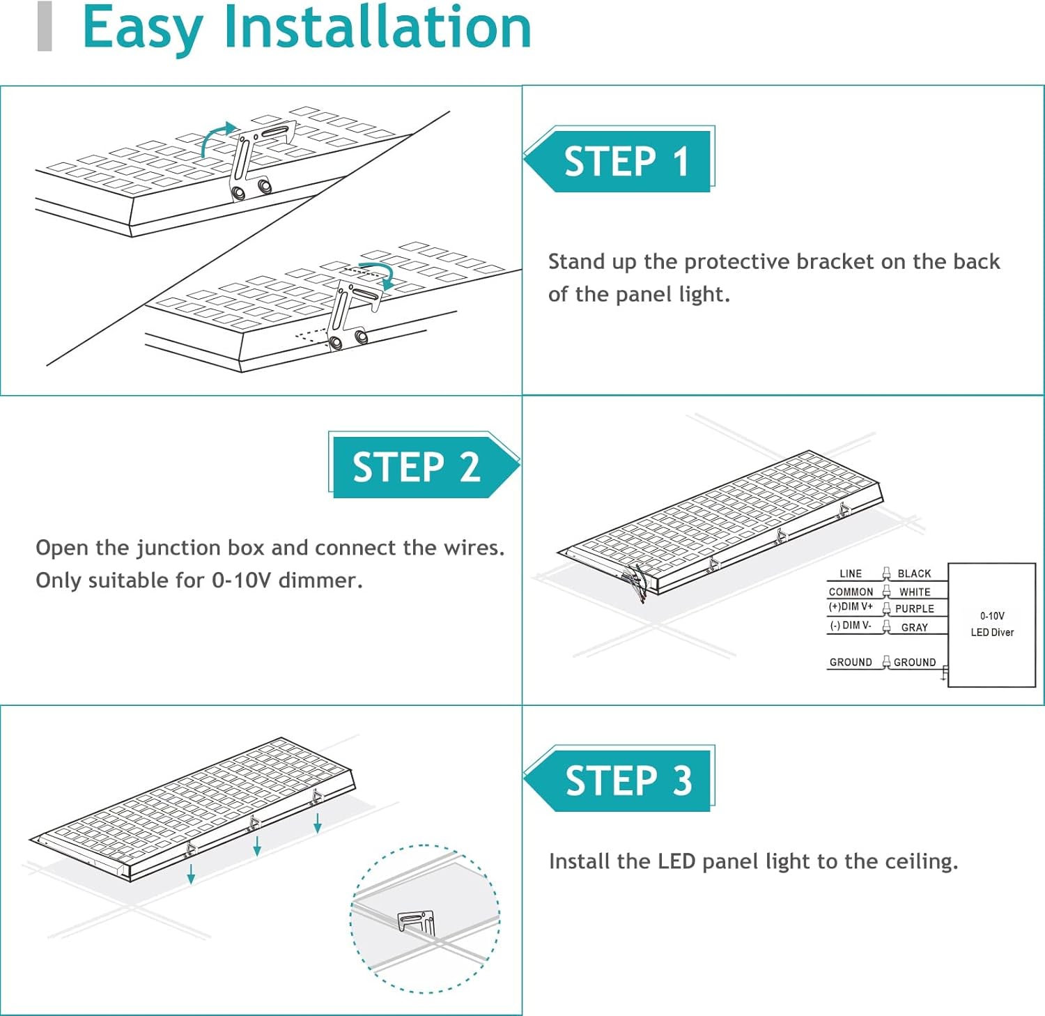 12 Pack 2x4 LED Flat Panel Lights - Drop Ceiling Light Fixture 5000K 4000K 3000K Selectable & 0-10v Dimmable, 50W 24x48 LED Light Fixture, 100-277Vac, ETL Listed