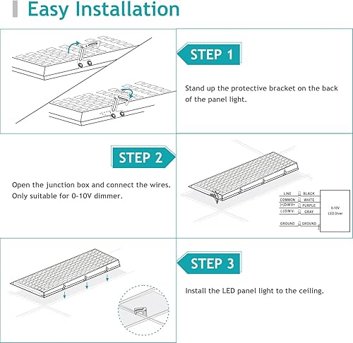 Miniatura 8 de VocgoUU Lámpara de techo LED de 2 x 4 pulgadas, 5000 K, 4000 K, 3000 K, seleccionable y regulable de 0 a 10 V, 50 W, 24 x 48 pulgadas, luz de panel
