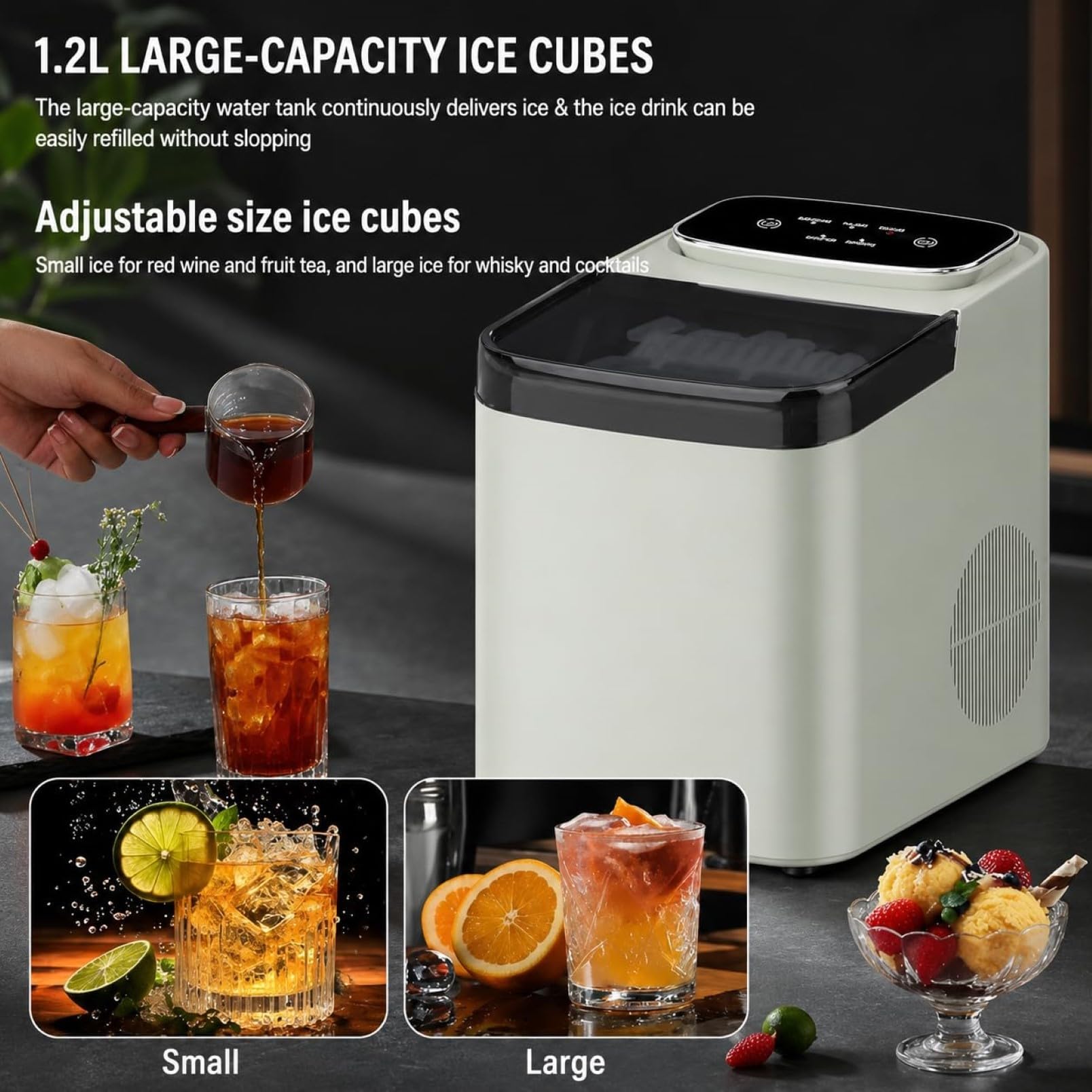 Macchina per Il Ghiaccio, Produttore Portatile di Cubetti di Ghiaccio | Serbatoio D'acqua da 1,2 L, Produce 9 Cubetti In 6-8 Minuti, per Casa, Cucina, Ufficio, Bar(green)