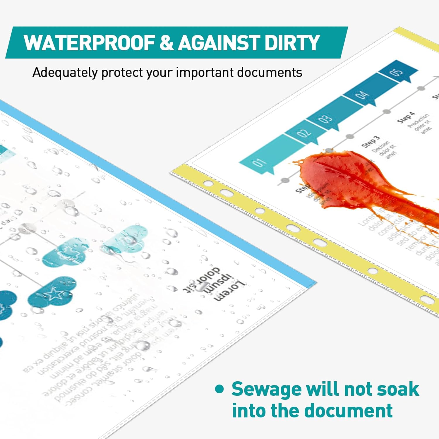 Sheet Protectors, PANDRI 500 Pack Color Heavy Duty Plastic Page Protectors Sheet Reinforced 11-Hole Fit for 3 Ring Binder Fits Standard 8.5 x 11 Paper, 9.25 x 11.25 Top Loaded, Excluding Acid - Image 5