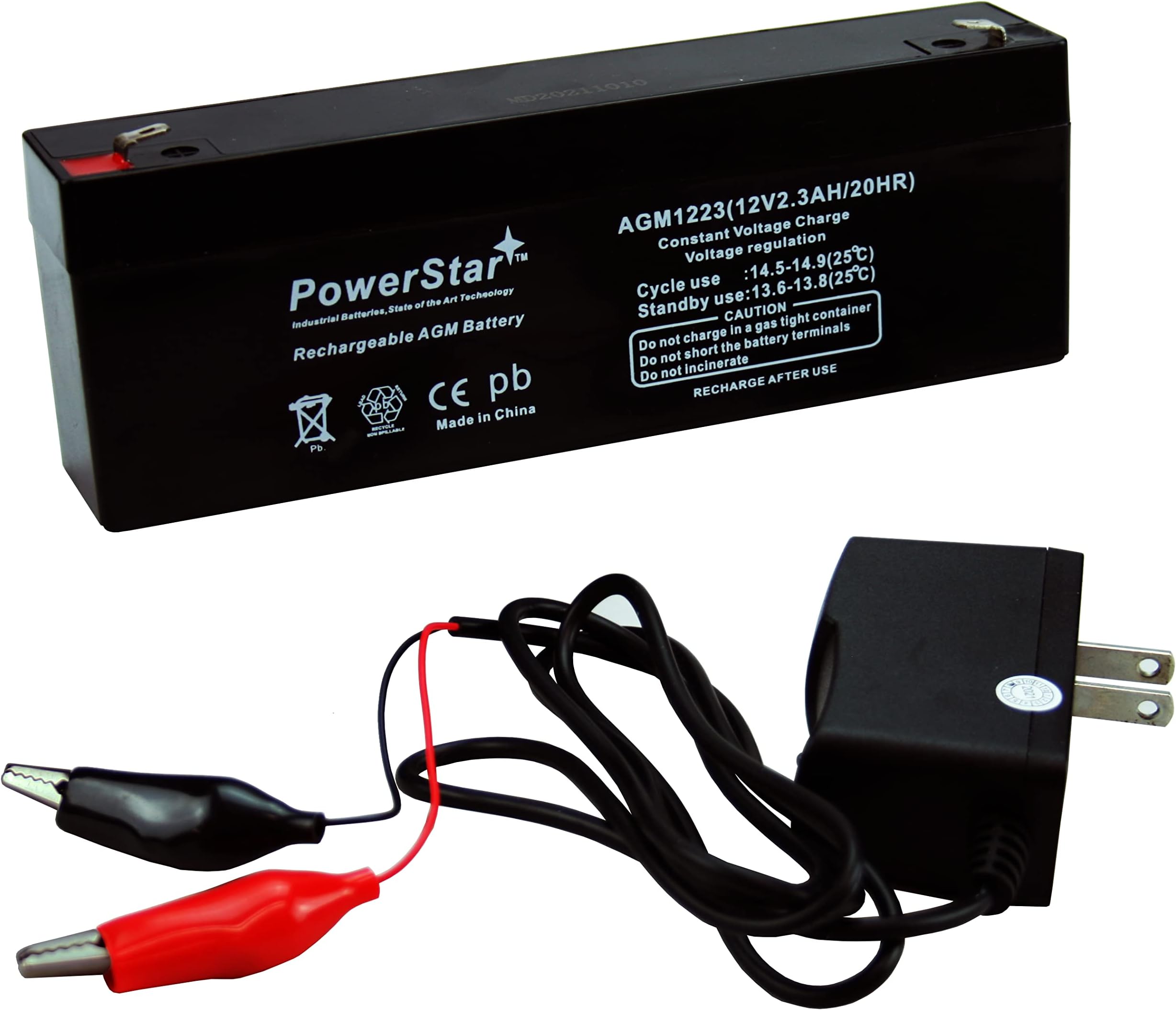Powerstar 12V 2.3Ah NP2.3-12 BP2.3-12 GP GH1222 Battery and Charger Combo