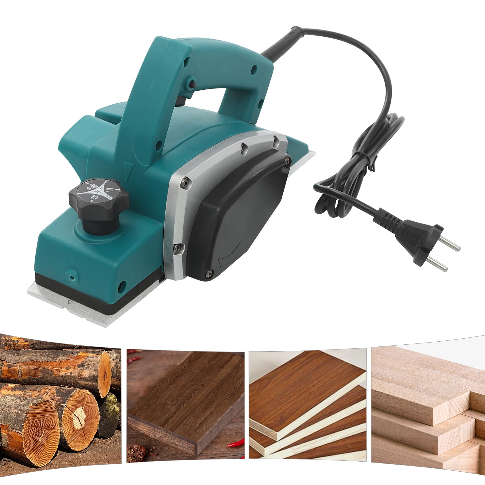 Rabot à bois électrique 600 W - 16500 tr/min - Largeur de rabotage : 82 mm - Profondeur de coupe : 2 mm - Rabot électrique pour bricolage