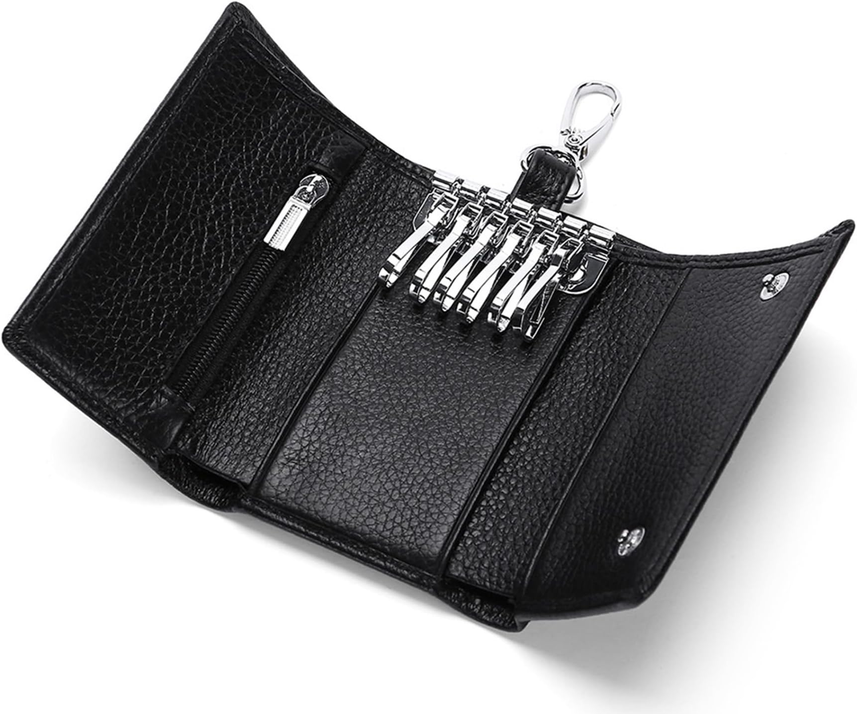 Key Case Leather Wallets Portable Key Holders Coin Pouch Small Size Multi Card Holder Stylish for Organizer Office, XF09 Black