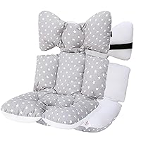 Vista 9 de Cojín de asiento de bebé para cochecito, suave y transpirable, malla de aire 3D de algodón, cojín universal para cochecito de bebé (cruz gris)