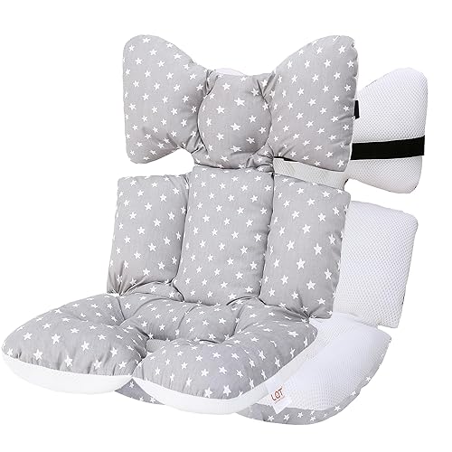 Miniatura 9 de Cojín de asiento de bebé para cochecito, suave y transpirable, malla de aire 3D de algodón, cojín universal para cochecito de bebé (cruz gris) Cruz