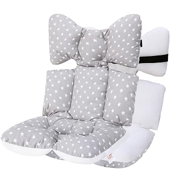 Baby Seat Pad Liner for StrollerSoft and Breathable,3D Air Mesh Cotton Universal Baby Stroller CushionGray Stars