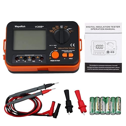 Miniatura 16 de Megohmmeter 200 Gig Ohm - Probador de resistencia de aislamiento digital de 500 V/1 kV/2.5 kV/5 kV, voltaje de rango automático, probador