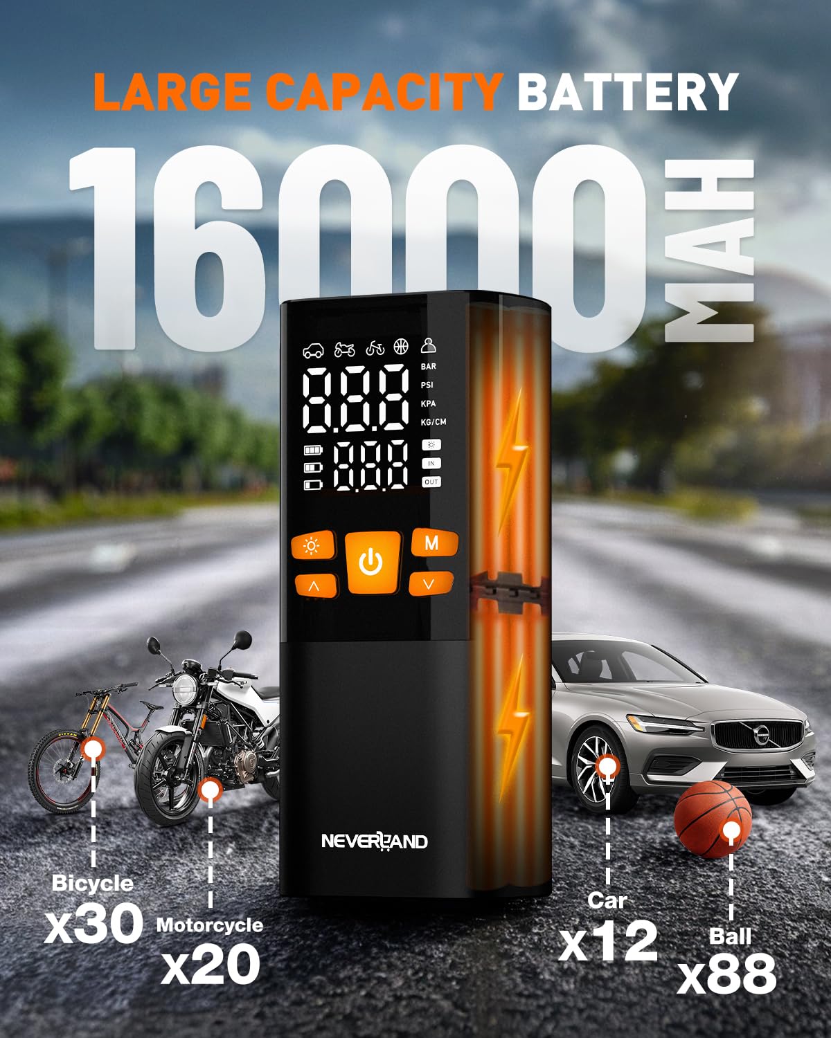 Neverland Tragbarer Fahrradpumpe Elektrische