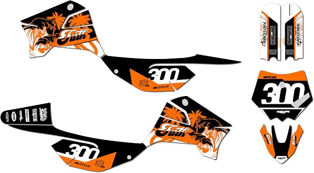 Graphics Kit for Apollo RFZ X4-X6 X14-X19 All Years Surfs-UP Series Orange 9 Mil - Easy Go - Dirt Pit Bike Motorcycle Sticker, Dirtbike Racing Decal Motocross Accessories no-Plastics