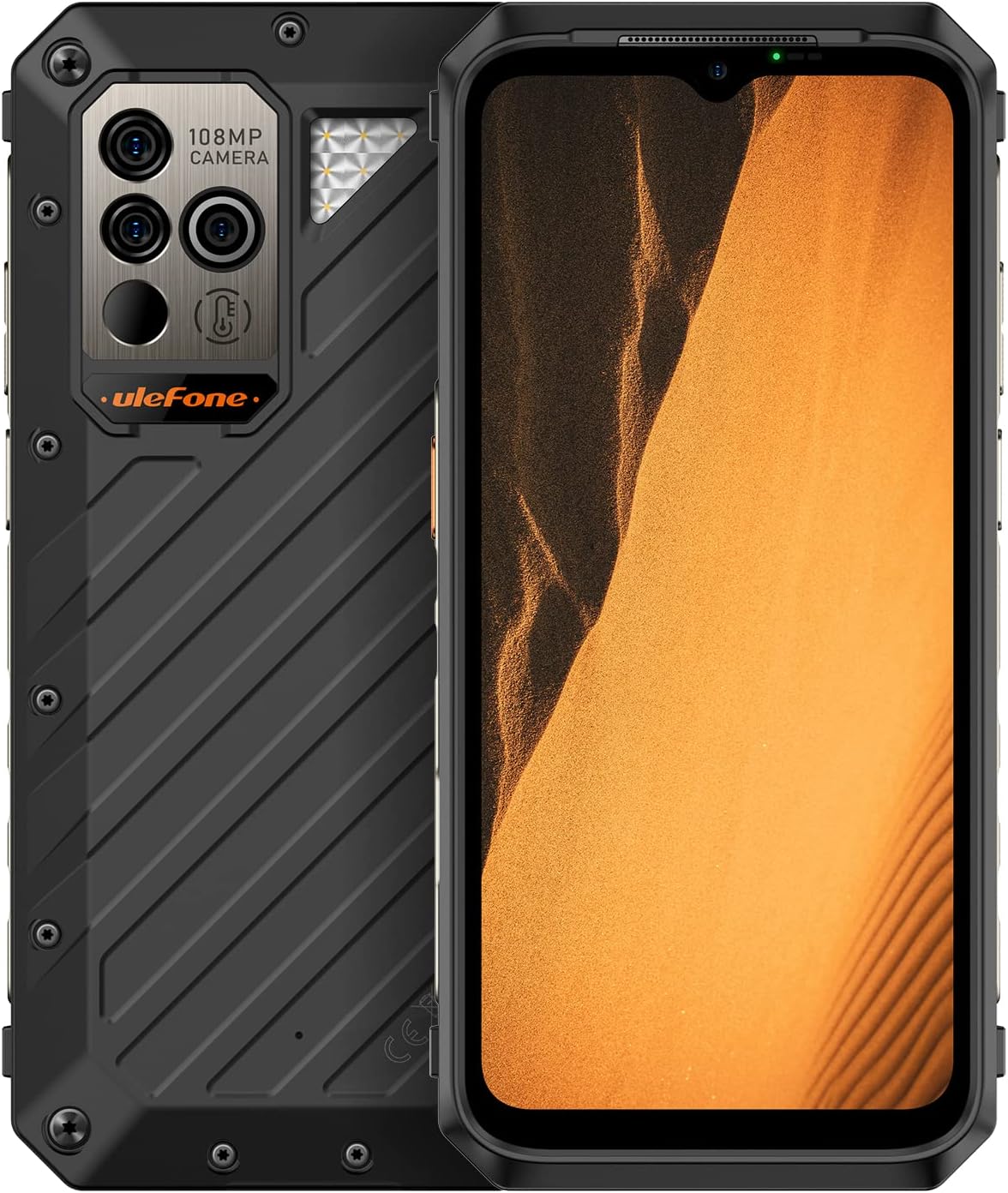 Ulefone Power Armor 19 Rugged Smartphone, 108MP Triple Camera, Helio G99 12GB+256GB, 6.58'' 120Hz FHD+ Display, IP68 Waterproof Android 12 Phone DUAL SIM, Thermometer, Wireless Charge GPS NFC